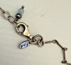 Vintage J&I Gibson Station Necklace 925 Sterling Silver W/jade & Pearl Beads 18″