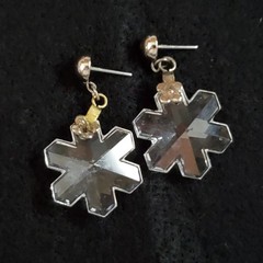 Vintage Crystal Snowflake Earring Pendant Set 7/8″ 3/4″