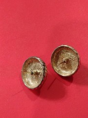 F Marvella Gold Pierced Glam Pearls Cabochon Vtg Retro Earrings