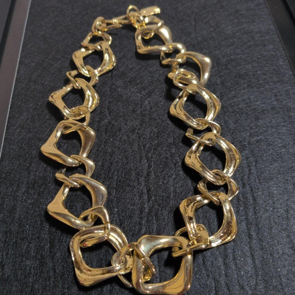 Yves Saint Laurent YSL Chain Necklace Gold Tone Chunky Vintage