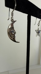 Vintage Sterling Silver SOMA Moon & Star Mismatch Earrings Lapis Celestial 925
