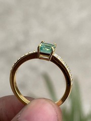 Emerald Cut Natural Emerald Ring with Moissanite Accent Band Handmade Ring