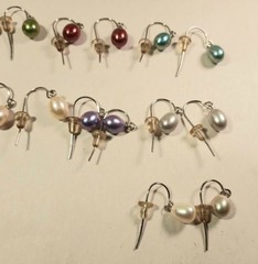 Vtg Earrings Lot 12 Pairs Glass Egg Water Drop Dangle Valley Girl Mall Rat Retro