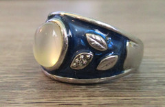 Ross Simons Sterling Silver 925 Enamel Moonstone Ring Size 8.75