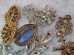 Antique Brooch Lot Crown Trifari Jewled Symphony,Czech, Alfred Philippe?? Etc