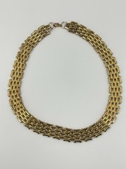 Vintage Egyptian Revival Gold Tone Choker Necklace 18 Inch