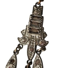 VTG Art Deco Rhinestone Pendant Drop Dangle 1920’s Retro Necklace Pendant 2.25″