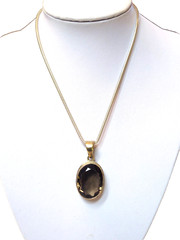 Italian Sterling 925 and Smoky Topaz Necklace 1/25″ faceted Topaz Stone
