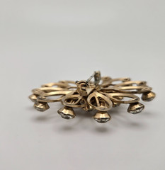 Large Gold Tone Starburst Rhinestone Brooch Clear Crystal Statement Pin Unsigned