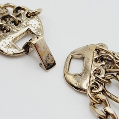 Maximalist Waterfall Gold Tone Multi Chain Beaded Station Vintage Necklace Korea
