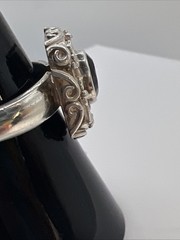 Vintage Sterling Silver 925 Ornate Filigree Bezel Amethyst Ring
