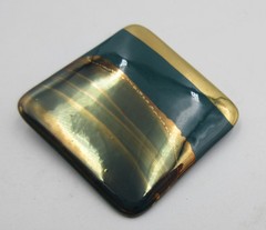 VTG GEOMETRIC 1 5/8″ blue green teal shade gold tone mtl Brooch Pin Costume