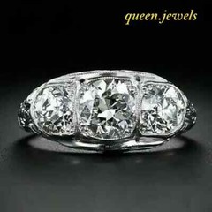 Lab Created 2.95CT Round Cut 3-Stone Vintage Engagement Ring 14K White Gold Over