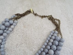 SUGARFIX Brass-tone Veined Acrylic Bead Necklace (B33)