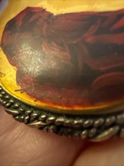 Antique Silver Brooch Hand Painted Signed Painted Portrait Cameo Of Woman READ