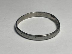 Flush Set Antique Diamond Ring 18k White Gold Wedding Band 30s Sunburst Stacker