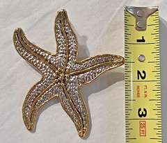 Vintage Mixed Metal Starfish NOS wTag Pendant Brooch Hammered Metal Mexico Lrg