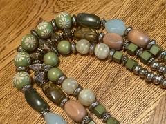 Retro Vintage BOCAR Green Multi Acrylic & Wooden Multi Strand Beaded Necklace