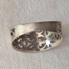 Vtg Signed Mark Anthony Open Work Heart Design Size 8 Sterling Silver Band Ring