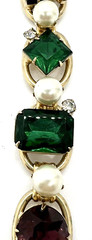 Bold Juliana D&E Bracelet ~ Huge Rhinestones, Flanked by Pearls & Tiny Diamonds