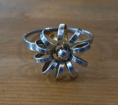 Vtg Anna Greta Eker Buzz Sterling Silver Floral Bracelet Norway 925