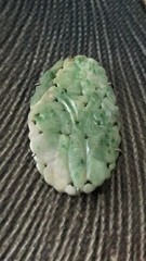 #0075: Vintage Jadeite Carved Floral and Butterfly Motif – Green & White Brooch