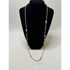Napier Vintage Gold Tone Caged Pearl Beaded Necklace 28in