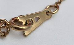 Vtg. Amway Gold Tone Abstract Crystal Pendant Necklace Dainty Minimalist 15.5 in