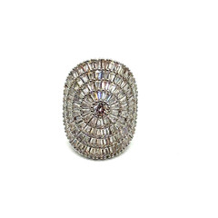 Mandala 925 Sterling Silver Dome Cocktail Ring Pave CZ Statement Jewelry