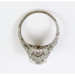 Art Deco Vintage Round Cut Lab Created Diamond Engagement 925 Silver Gift Ring