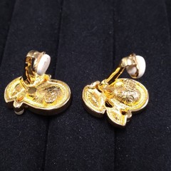 Swarovski Swan Gold Tone Lavender Yellow Pink Crystal Earrings Clip-On
