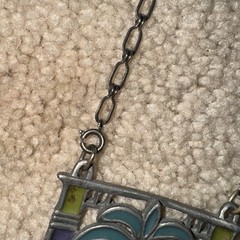 Vintage Pewter Enamel Necklace Egyptian Huge Artisan Handcrafted 83g