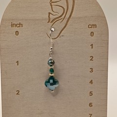Vintage Style Teal Peacock Iridescent Faceted Crystal Clover Jewelry Set