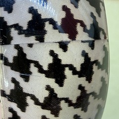 Houndstooth Acrylic Resin Bangle Bracelet Fabric Inlay? Retro Wide Bangle