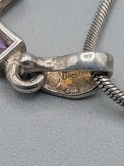 Sterling Silver CW Mosiac Crystal Pendant Necklace 18″ 925 ITALY Snake Chain