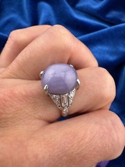 Vintage Platinum 17.46 ct. Lavender Star Sapphire Diamond Ring (For Restoration)