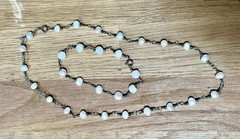 Vintage 90’s y2k Era Baroque Pearl Set Station 17” Necklace & Bracelet 2pc