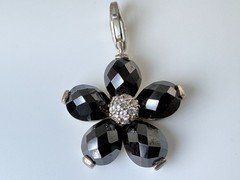 Thomas Sabo Sterling Silver Flower Blossom Black White Floral Charm 7g 21mm