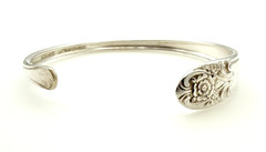 Vintage Mid Century Melody Silver Plate Flatware Spoon Cuff Bracelet