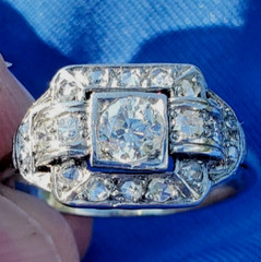 NATURAL EARTH MINED DIAMOND Original Antique Engagement Ring Deco Solitaire 14K