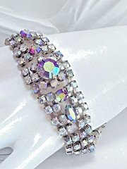 Estate VNTG Rainbow Clear AB Rhinestone High Sparkle Necklace Bracelet Earrings