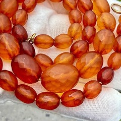 Antique Königsberg Baltic Amber Necklace, Faceted Graduated Beads, Natural Amber