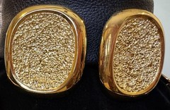 VINTAGE UNSIGNED DESIGNER RUNWAY BRUSHED GOLD BRUTALIST NECKLACE EARRINGS SET