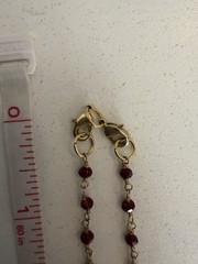 Vintage Gold Tone Red Faceted Glass Bead Station Necklace 18” Minimalist Dainty