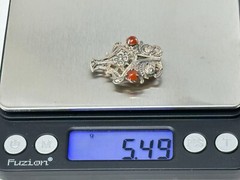 Vintage Sterling Silver Marcasite Carnelian Cabochon Hinged Dress Fur Clip 5.49g