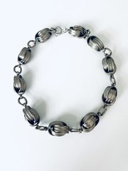 Vintage Silver Tone Statement Abstract Shape Link Collar Choker Necklace 15”