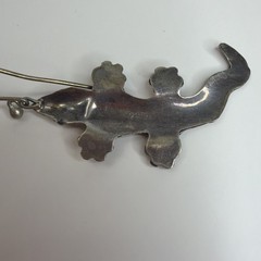 Vintage 925 Sterling Silver Alligator Fish Hook Earrings