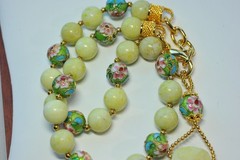 lime green Beaded Necklace semi-precious Gemstone pendant glass beads MA2