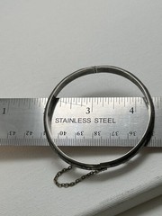 Vintage Siam Sterling Silver Black Niello Hinged Bangle Bracelet 925 10.91g