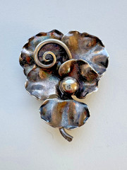 Georg Jensen USA Sterling Silver La Paglia? 2″Floral Pin Brooch #117